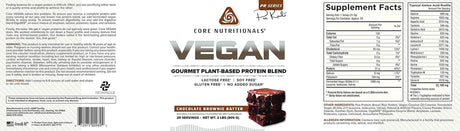 Core Nutritionals Platinum Vegan Gourmet Plant-Based Protein Blend with 21Grams of Pea Protein, Lactose, Soy and Gluten Free 29 Servings (Chocolate Brownie Batter)