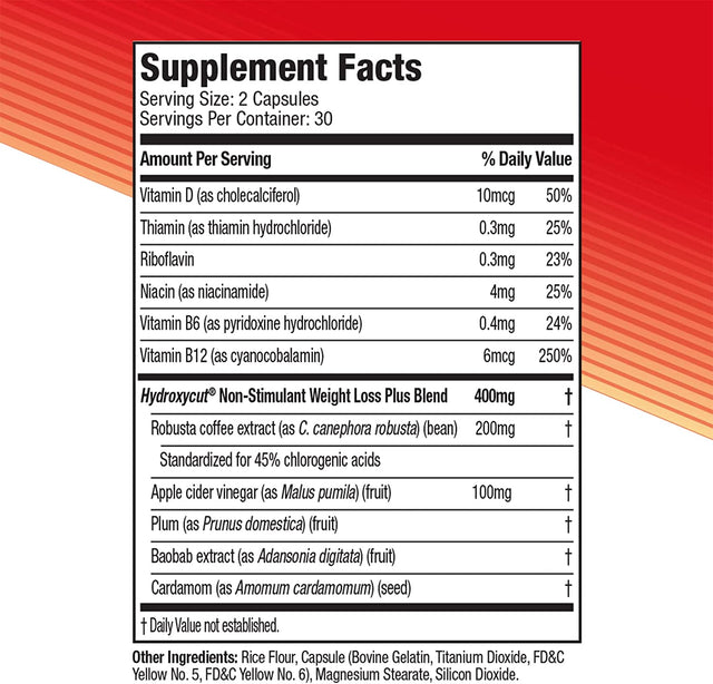 Weight Loss Pills for Women & Men Hydroxycut Non Stimulant Pro Clinical Non Stim Weight Loss Supplement Pills Apple Cider Vinegar to Lose Weight Metabolism Booster for Weight Loss, 72 Capsules