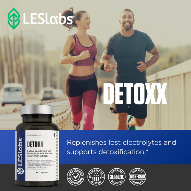 LES Labs Detoxx – Better Mornings & Recovery, Liver Support, Electrolyte Replenishment & Glutathione Support – Prickly Pear, Milk Thistle & NAC – Non-Gmo Supplement – 60 Capsules