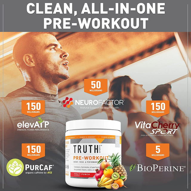 Pre Workout Powder - Natural Preworkout for Men & Women, Vegan BCAA Amino Energy Powder, Keto Friendly - No Artificial Flavors, Sweetners or Dyes (Fruit Punch)