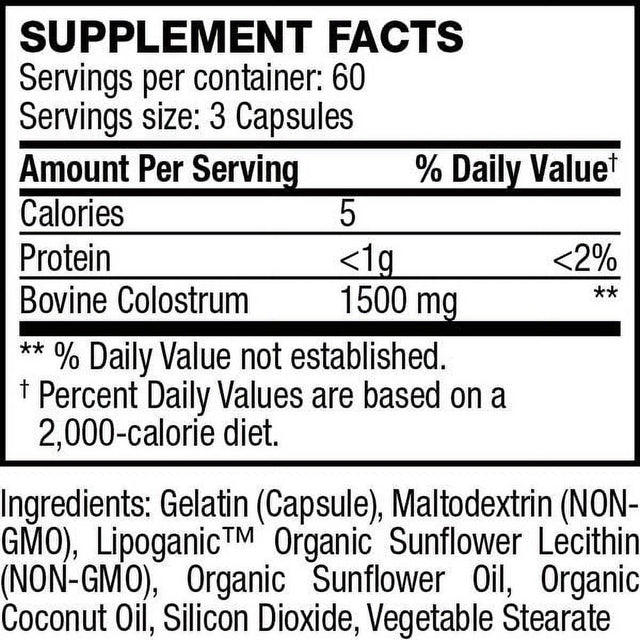 Life'S Fortune Immune Pro-6, 100% Pure and Certified 6-Hours Colostrum. Immune System Defense Activator, Restores Balance to Immune System, 180 Capsules