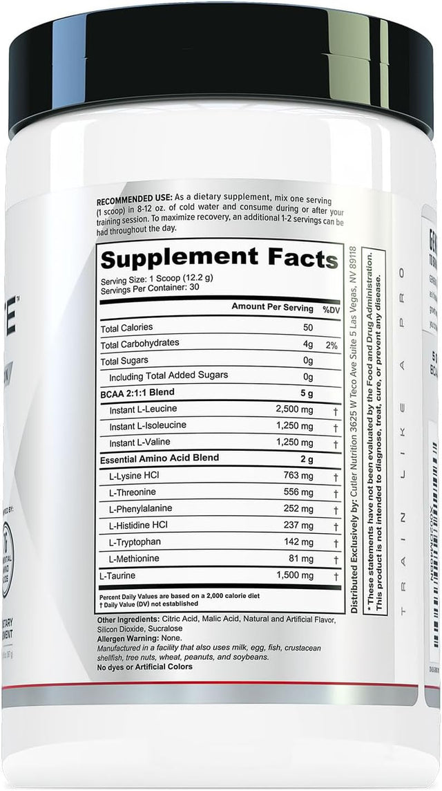 Cutler Nutrition Generate EAA and BCAA Powder: Best Branched Chain Amino Acids Supplement with Essential Amino Acids, 5G Bcaas, 2G Eaas for Lean Muscle Mass | Sour Rainbow Candy, 30 Servings