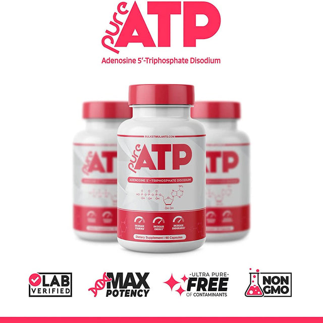 Pure ATP Capsules: Adenosine Triphosphate for Increased Energy, Endurance, Strength, and Recovery - Natural Pre Workout Supplement, 90 Count