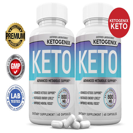 (2 Pack) Justified Laboratories Ketogenix Keto Supplement Includes Gobhb 120 Capsules