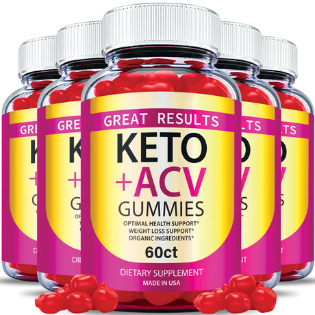 (5 Pack) Great Results Keto ACV Gummies Vegan Apple Cider Vinegar 300 Gummies