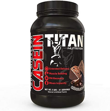 Titan Casein- 100% Micellar Casein Protein Powder with Added BCAA and Digestive Enzymes for Nighttime Muscle Recovery (Chocolate Torte)