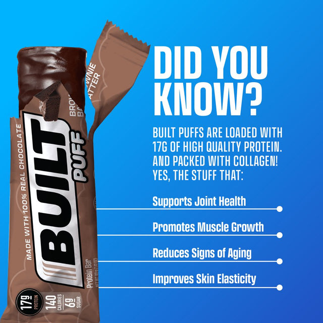 Built Bar Protein Bar, Gluten Free, Collagen, Coconut Marshmallow Puffs, 1.41Oz Bars, 12 Count