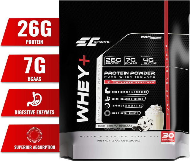 Whey + Protein Powder, Superior Absorption, Increase Strength, Improve Digestion, Advanced Recovery, 26G Protein, 7G Bcaas, 4G Leucine, Cookies N Cream, 2Lbs, 30 Servings