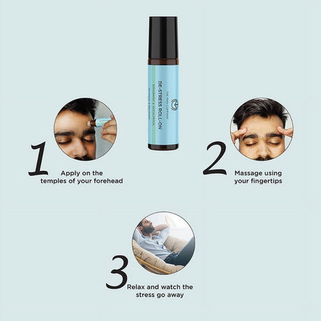 The Man Company De-Stress Roll-On (8Ml) | De-Stresses | Rejuvenates & Calms | Keeps the Headache Away | Spearmint & Eucalyptus | Made with Essential Oils