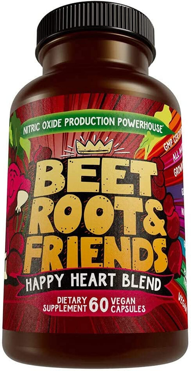 Beet Root Capsules - Circulation, Heart-Healthy Energy - W Grape Seed Extract & Ginseng 60 Count Vegan