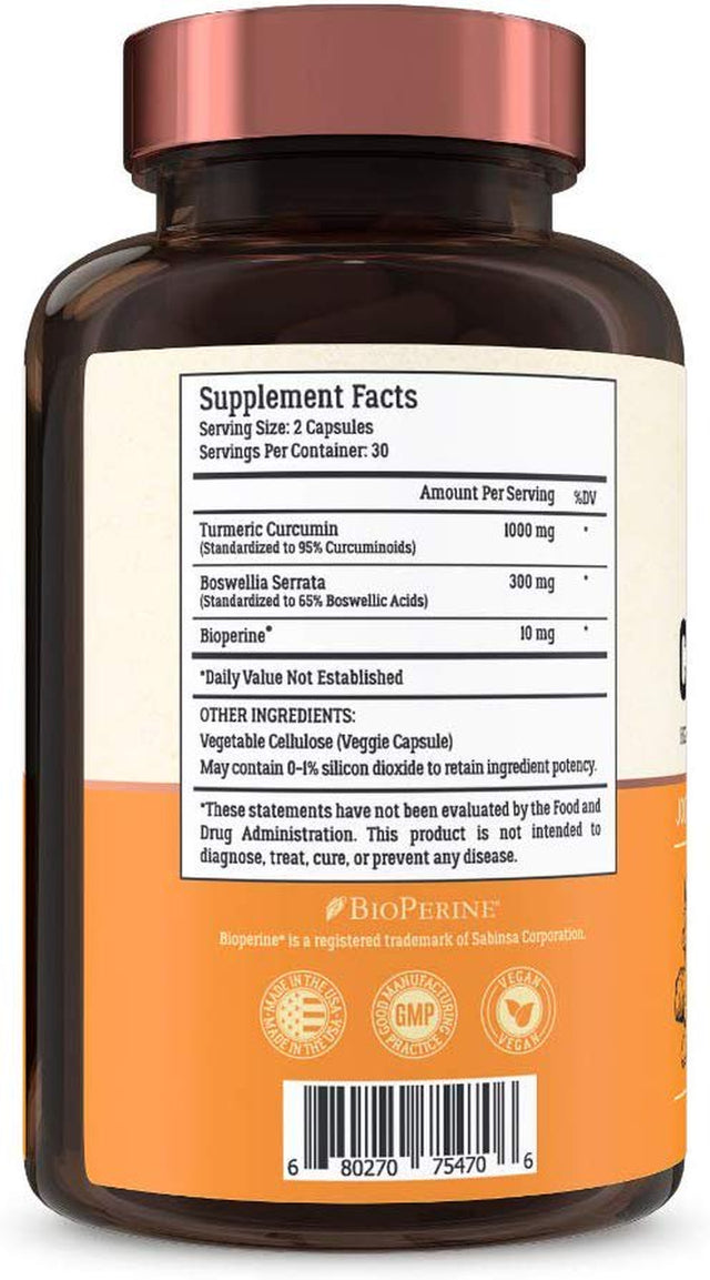 Live Conscious Curcuwell Curcumin Blend Joint Body & Cognitive Support, 1000Mg, 60Ct