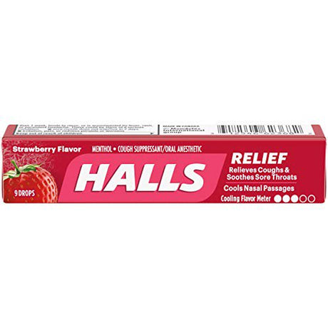 Halls Cough Drops, Srawberry, 9 Ct (Box of 20)