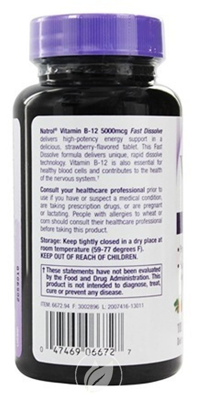 Natrol Vitamin B-12 5000MCG Fast Dissolve 100 Tablet