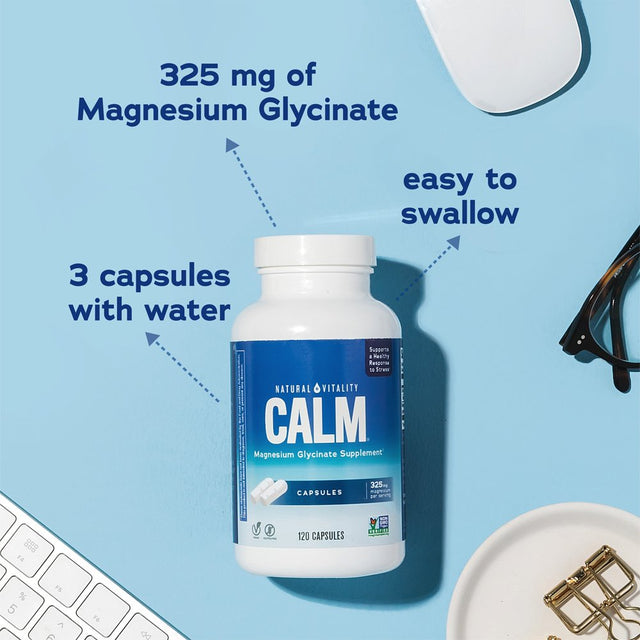 Natural Vitality Calm Magnesium Supplement Capsules, 325 Mg, 120 Count