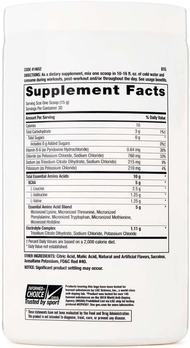 GNC Pro Performance Essential Amino Complete, Strawberry Kiwi, 15.87 Oz, Supports Muscle Recovery