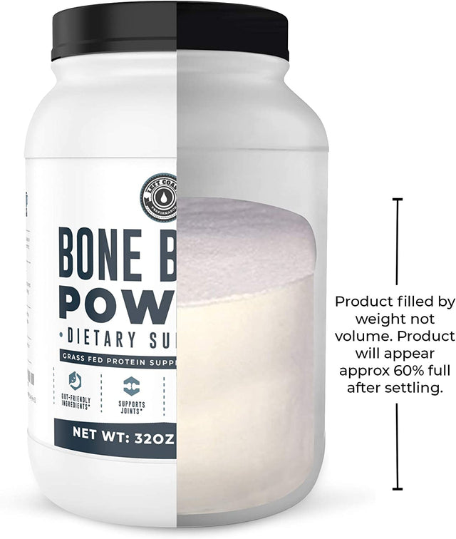 Bone Broth Powder, 2Lb Pure Grass Fed Beef Bone Broth Protein Powder. Unflavored, Contains Collagen, Glucosamine & Gelatin, Paleo, Keto, Gut-Friendly, Non-Gmo, Dairy Free. 32Oz