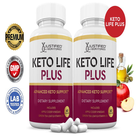 (2 Pack) Keto Life plus Keto ACV Pills 1275Mg Dietary Supplement 120 Capsules