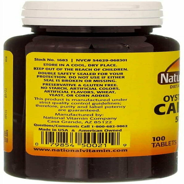 Nature'S Blend Oyster Shell Calcium 500Mg with D3 Vitamin D3, 100 Ct, 6 Pack