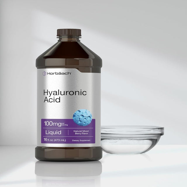 Liquid Hyaluronic Acid Supplement | 100 Mg | 16 Oz | Mixed Berry Flavor | by Horbaach