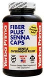 Yerba Prima Fiber plus Senna Capsules, 180 Count (3 Pack) - Gentle Overnight Relief, USA Made, Non-Gmo, Gluten-Free