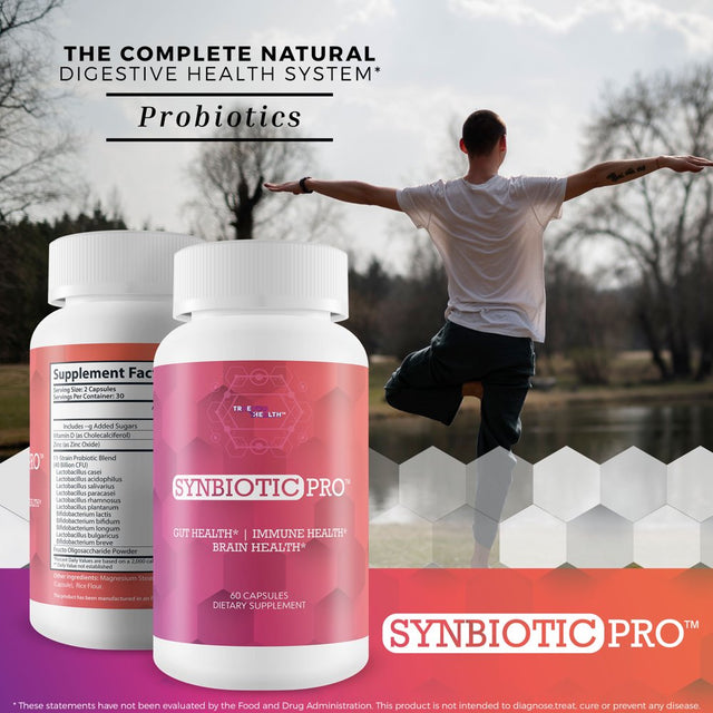 Synbiotic Pro - Our Best Daily Synbiotic Probiotics & Prebiotic - Gut Health - GI Synbiotics Probiotics - Pro Synbiotic Probiotic plus Prebiotic & Immune Support Vitamins - Synbiotics for Women & Men