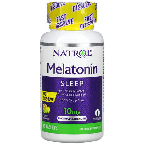 Natrol, Melatonin, Fast Dissolve, Maximum Strength, Citrus, 10 Mg, 60 Tablets