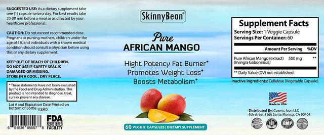 Skinny Bean PURE AFRICAN MANGO Diet Pills