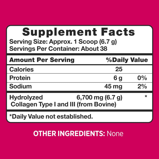 Pink Beauty Collagen Peptides, Unflavored Powder, Dietary Supplement, 9 Oz.