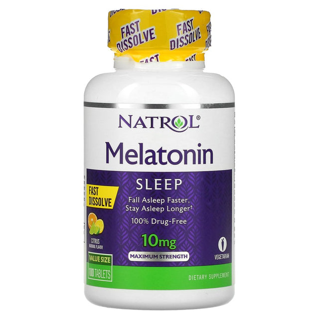 Natrol, Melatonin, Fast Dissolve, Maximum Strength, Citrus, 10 Mg, 100 Tablets