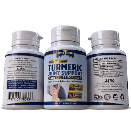 Turmeric Joint Support & Healthy Inflammation - Fast-Acting Organic Supplement Pills MAX STRENGTH