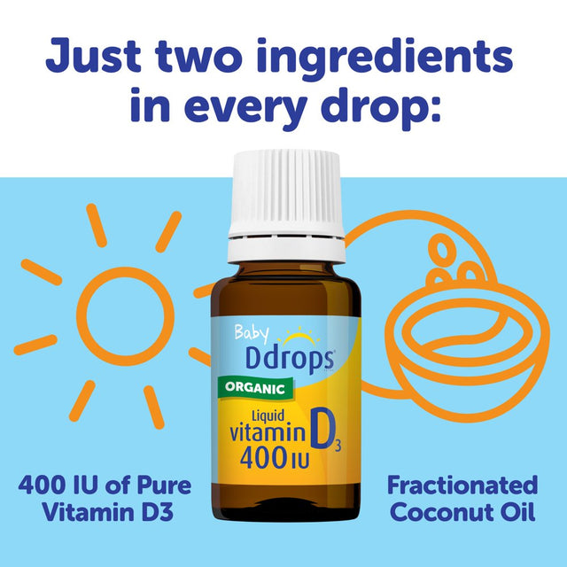 Baby Ddrops® Liquid Organic Vitamin D3 Drops, 400 IU per Drop, 0.06 Fl Oz