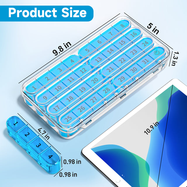 Zoksi Monthly Pill Organizer 1 Times a Day, 30 Day Pill Box Organizer,One Month Pill Case for Travel, 31 Day Daily Medcine Container for Vitamins, Supplement