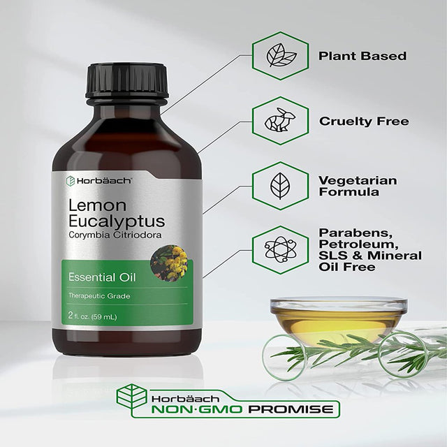 Lemon Eucalyptus Oil | 2 Oz | Natural, Undiluted, GC/MS Tested | by Horbaach