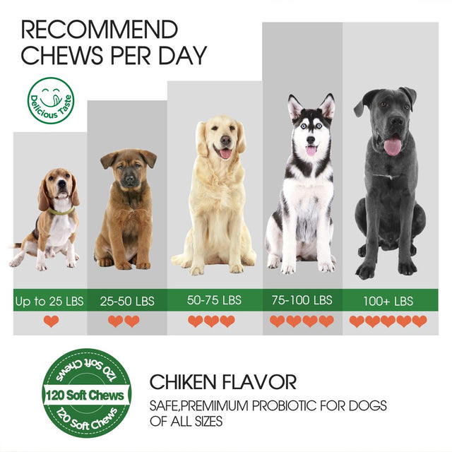 Hallo Paw Probiotic Chews for Dogs/Puppies 120 Yeast Chews-Daily Probiotics for Dogs Gut, Digestive, Skin Health, Allergy