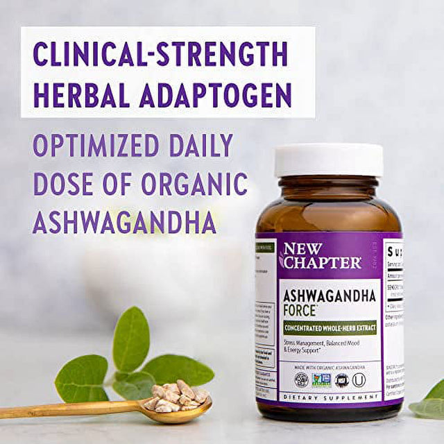 New Chapter Organic Ashwagandha Supplement, One Capsule a Day of Adaptogens for Stress Relief, Mood Support, & Energy, Vegan, 60 Count