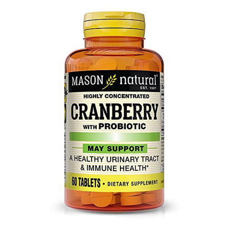 Mason Natural Cranberry with Probiotic, Calcium and Vitamin C, Highly Concentrated - Supports Antioxidant and Immune Health, Maintains a Healthy Urinary System, 60 Tablets