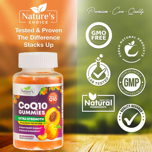 Nature'S Coq10 100Mg Gummies, 3X Better Absorption, Antioxidant for Heart Health Support & Energy Production, Ultra Coenzyme Q10 Vitamins, Coq 10 Supplements, Dietary Supplement, Non-Gmo - 30 Gummies