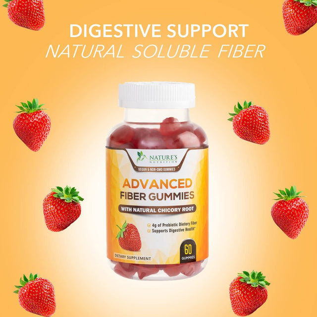 Nature'S Fiber Gummies 4G, Daily Prebiotic Gummy Fiber Supplement, Digestive Health Support - Supports Regularity & Digestion for Adults, Plant Based Soluble Fiber, Non-Gmo - 60 Gummies