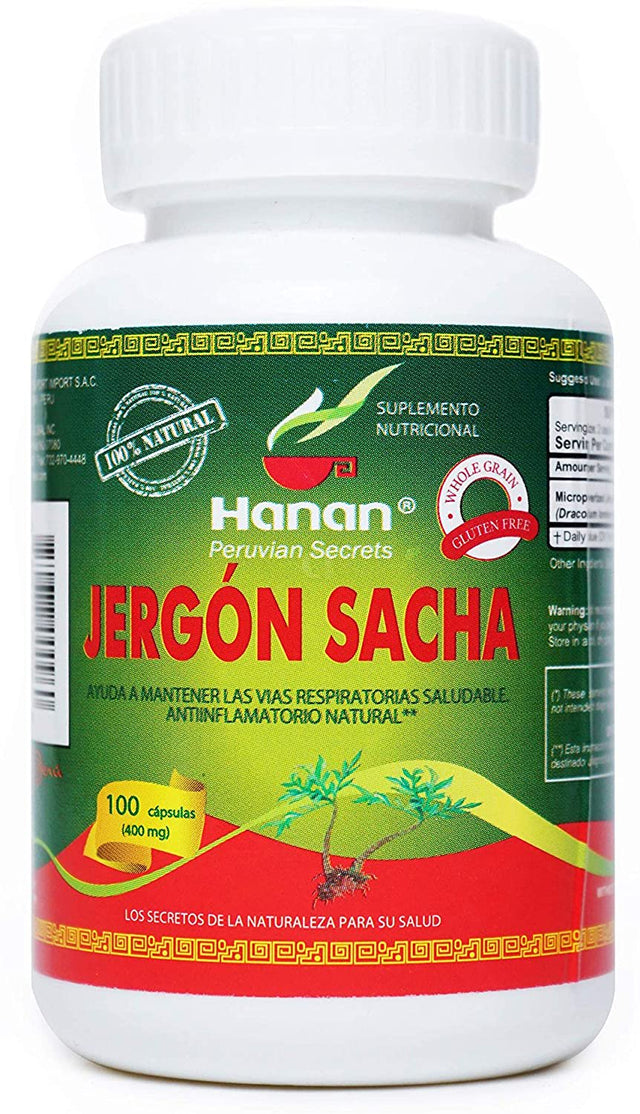 Hanan Jergon Sacha | 100 Capsules | Naturally Aids in Supporting Healthy Respiratory Functions and Immune Support