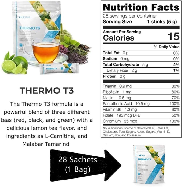 Fuxion Thermo T3,Delicious Lemon Tea Flavor(Thermo TT3, 28 Sachets)