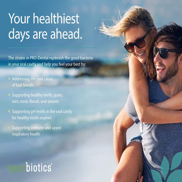 Hyperbiotics Pro-Dental W/ 4 Targeted Strains & Chelated Zinc - Clinically Studied for Oral Health - Natural Mint Flavor - 90 Livebac Chewable Tablets