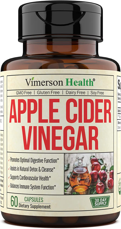 Apple Cider Vinegar Capsules - 1300Mg Pure Apple Cider Vinegar Pills with Acetic Acid for Daily Detox Cleanse & Healthy Digestion. Apple Cider Vinegar Supplements Made in USA. Non-Gmo. 60 ACV Capsules