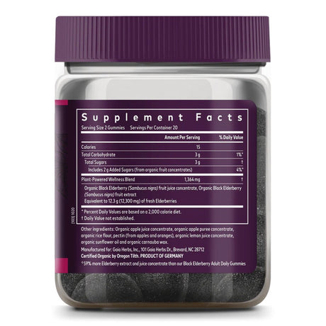 Gaia Herbs Black Elderberry Extra Strength Gummies - 40 Gummies (Up to 20-Day Supply)