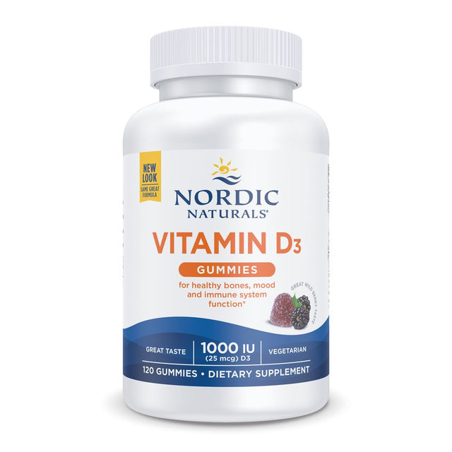 Nordic Naturals Vitamin D3 Gummies, 1000 IU, Great Taste, Non-Gmo, 120 Ct