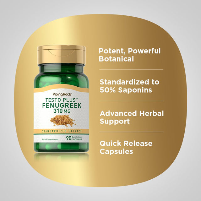 Testoplus Fenugreek Extract 310 Mg | 90 Quick Release Capsules | Non-Gmo, Gluten Free | by Piping Rock