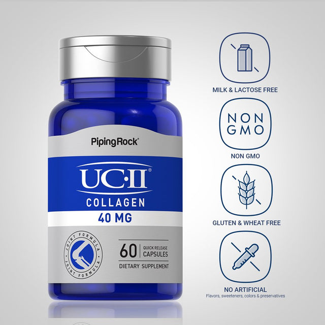 UC-II Collagen 40 Mg 60 Capsules | Joint Formula Supplement | by Piping Rock