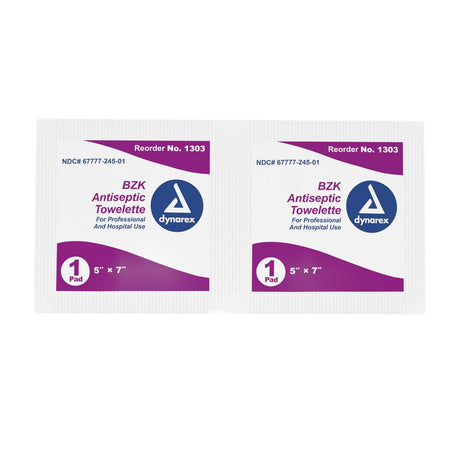 Dynarex Antiseptic Skin Towelette 5 X 7" 1303, 1 Pack 100 Wipes