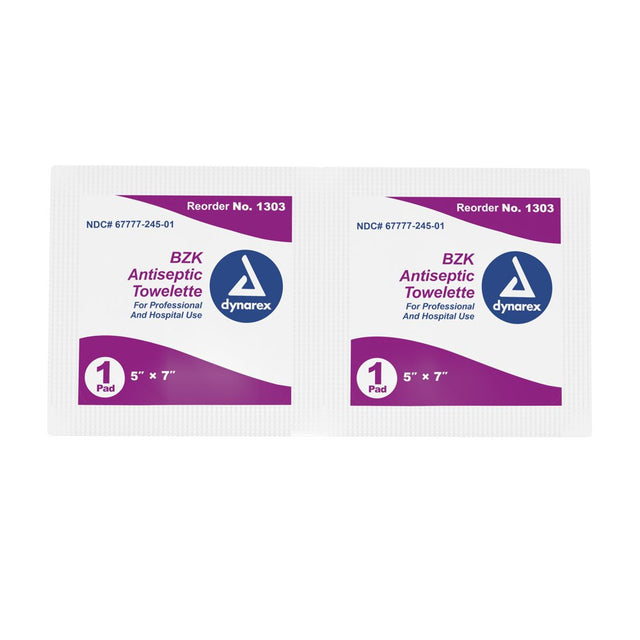 Dynarex Antiseptic Skin Towelette 5 X 7" 1303, 1 Pack 100 Wipes