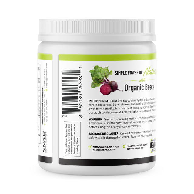 Pre-Workout Nitric Oxide Beet Root Powder Snap Supplements, Cardio Health Supplement, 30 Servings