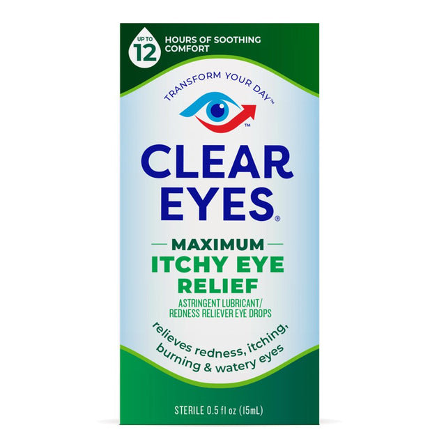 Clear Eyes Maximum Itchy Eye Relief Lubricant Eye Drops, 0.5 Fl Oz